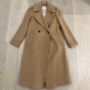 Camel Double Breasted Wool Coat